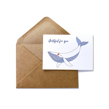 Grateful For You Whale Mini Greeting Card