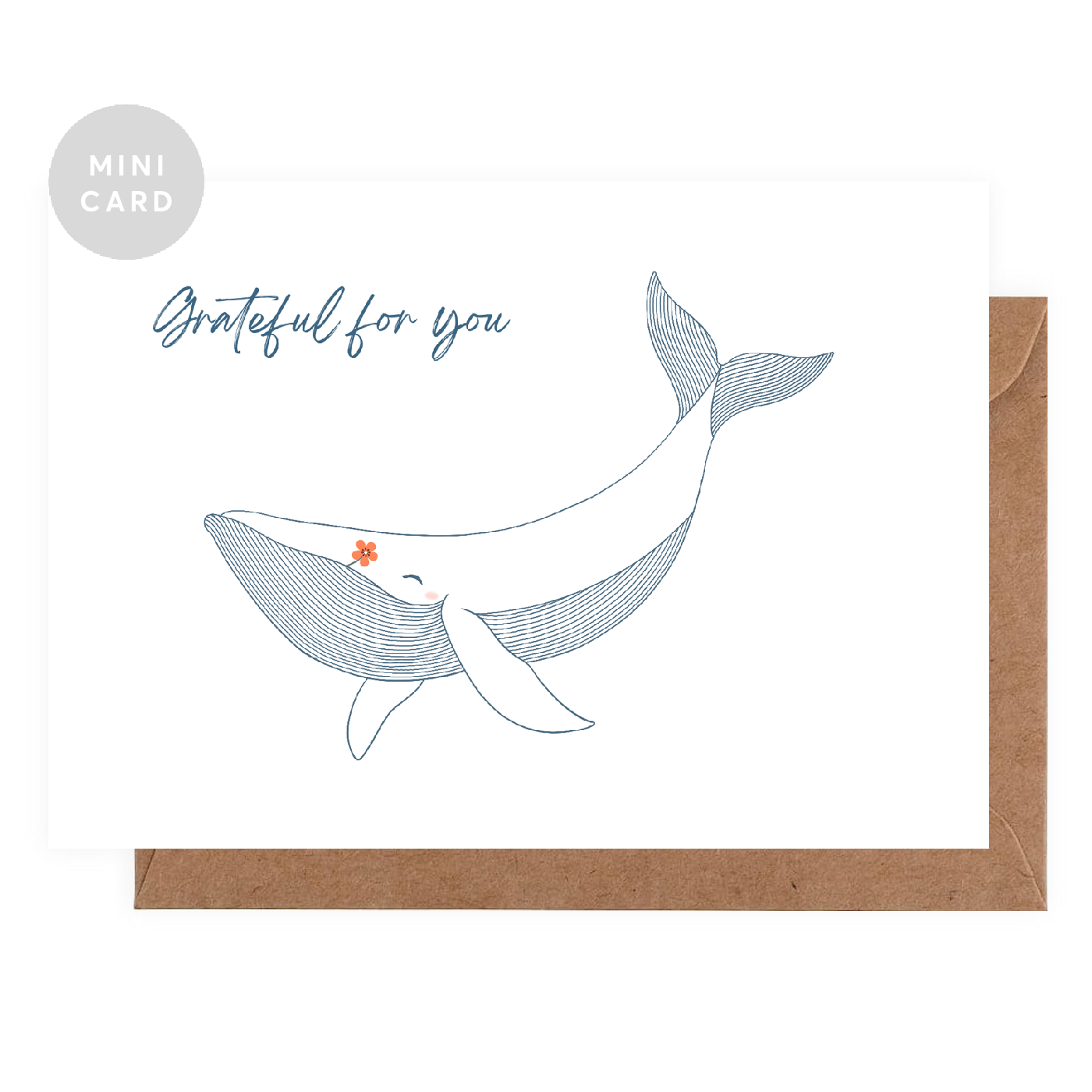 Grateful For You Whale Mini Greeting Card