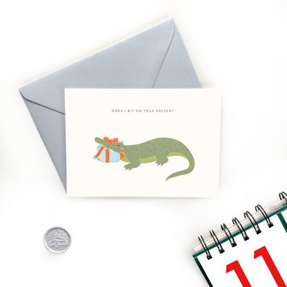 Birthday Greeting Cards - Crocodile Present (Photo)