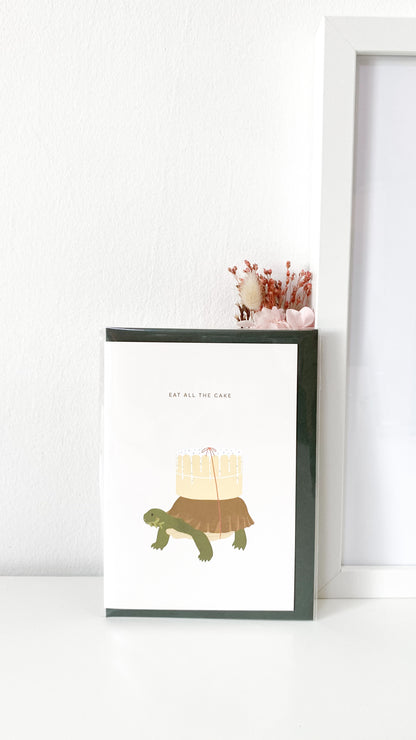 Eat All The Cake Tortoise Birthday Greeting Card